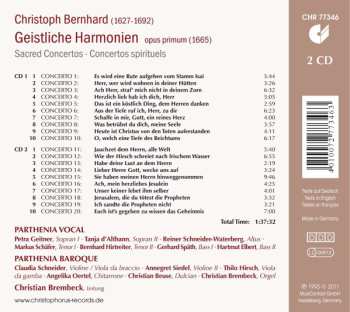 2CD Christoph Bernhard: Geistliche Hamonien (1665) Sacred Concertos · Concertos Spirituels 564390