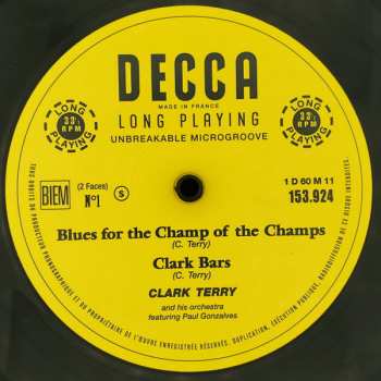 LP Clark Terry And His Orchestra: Clark Terry And His Orchestra - Featuring Paul Gonsalves LTD 482301