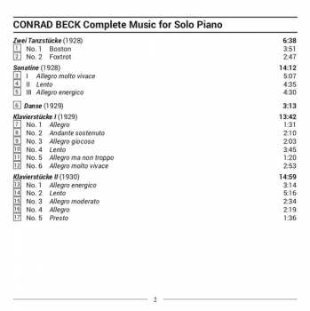 CD Conrad Beck: Complete Music For Solo Piano 183210