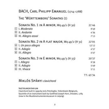 CD Carl Philipp Emanuel Bach: ‘Württemberg’ Sonatas (1) 651569