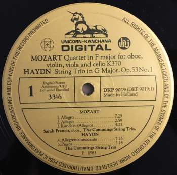 LP Cummings String Trio: Mozart Haydn Krommer Boccherini 279647