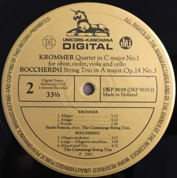 LP Cummings String Trio: Mozart Haydn Krommer Boccherini 279647