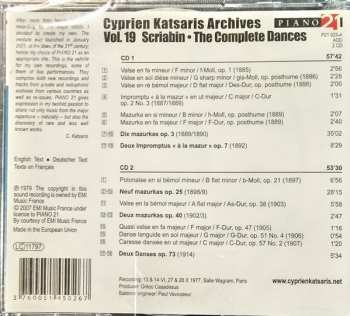 2CD Cyprien Katsaris: Vol. 19: Scriabin: The Complete Dances 654372