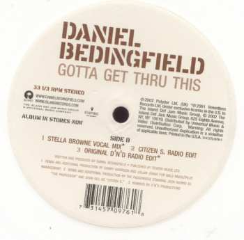 LP Daniel Bedingfield: Gotta Get Thru This CLR 578324