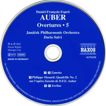 CD Daniel-Francois-Esprit Auber: Overtures, Vol. 5 - Zanetta / Zerline 572292