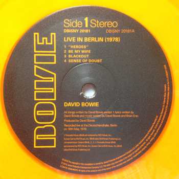 LP David Bowie: Live In Berlin [1978] L.P. CLR | LTD 579270