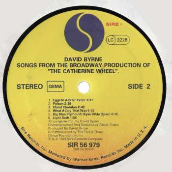 LP David Byrne: Songs From The Broadway Production Of  "The Catherine Wheel" 645532