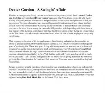 CD Dexter Gordon: A Swingin' Affair 607326