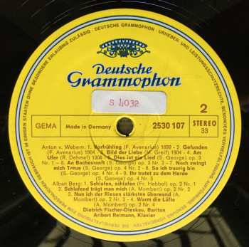 LP Dietrich Fischer-Dieskau: Lieder Der Neuen Wiener Schule . Songs Of The New Vienna School 561147