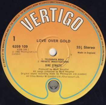 LP Dire Straits: Love Over Gold 651647