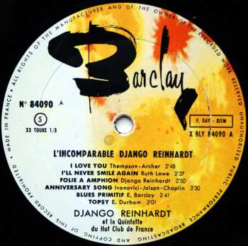 LP Django Reinhardt: L'incomparable Django Reinhardt 647215