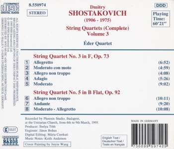 CD Dmitri Shostakovich: String Quartets (Complete) Volume 3 Nos. 3 And 5 563674