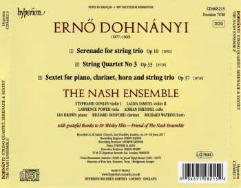 CD Ernst von Dohnányi: String Quartet No 3 · Serenade For String Trio · Sextet For Piano, Clarinet, Horn & String Trio 609351