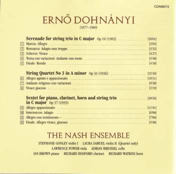 CD Ernst von Dohnányi: String Quartet No 3 · Serenade For String Trio · Sextet For Piano, Clarinet, Horn & String Trio 609351