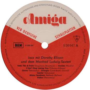 LP Dorothy Ellison: Jazz Mit Dorothy Ellison & Dem Manfred Ludwig-Sextett 624690