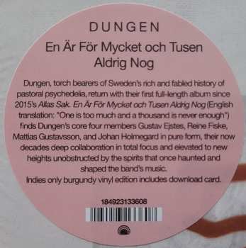 LP Dungen: En Är F​ö​r Mycket Och Tusen Aldrig Nog CLR 566249