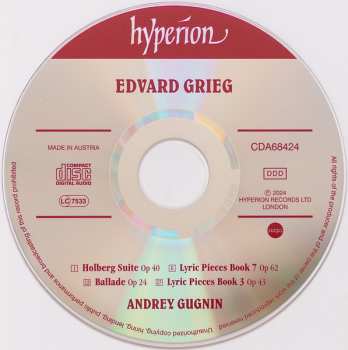 CD Edvard Grieg: Holberg Suite, Ballade & Lyric Pieces 617620