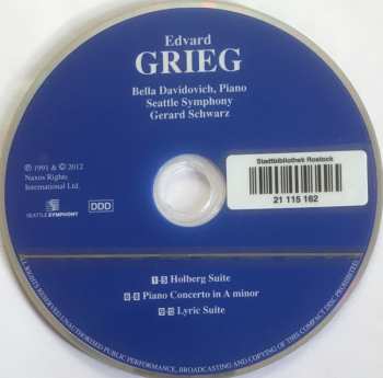 CD Edvard Grieg: Piano Concerto In A Minor · Holberg Suite · Lyric Suite 471827