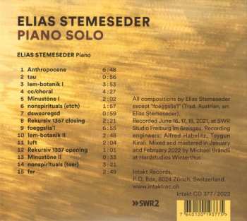 CD Elias Stemeseder: Piano Solo 586202