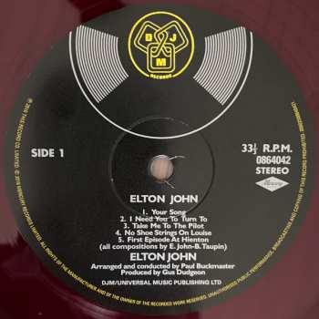 2LP Elton John: Elton John CLR | LTD 570853