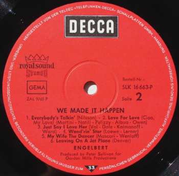 LP Engelbert Humperdinck: We Made It Happen 592043