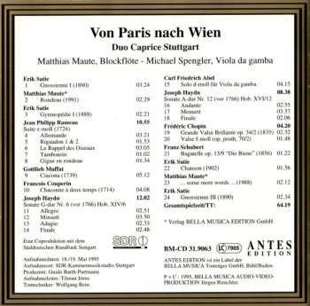 CD Ensemble Caprice: Von Paris nach Wien (Werke aus drei Jahrhunderten für Blockflöte und Viola da gamba) 561628