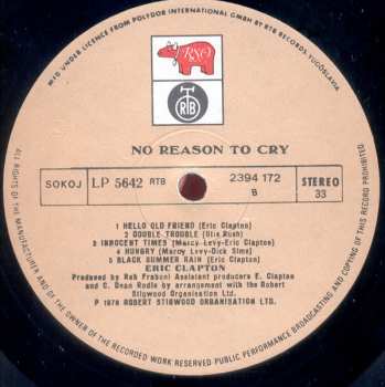 LP Eric Clapton: No Reason To Cry 387751