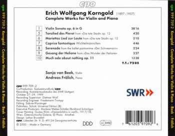 CD Erich Wolfgang Korngold: Complete Works For Violin & Piano 146798