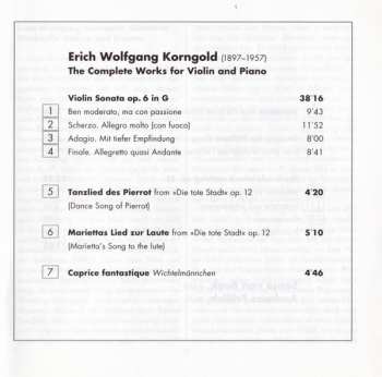 CD Erich Wolfgang Korngold: Complete Works For Violin & Piano 146798