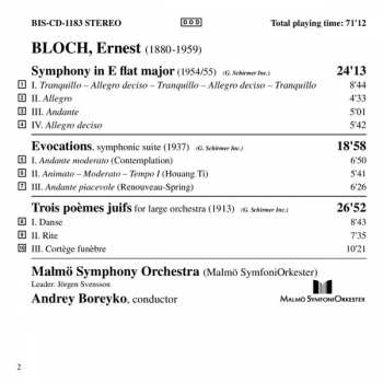 CD Ernest Bloch: Trois Poèmes Juifs / Symphony In E Flat Major / Evocations 296681