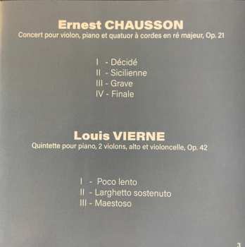 CD Ernest Chausson: Concert, Op.21 / Quintette, Op.42 622661