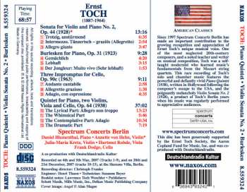 CD Ernst Toch: Piano Quintet / Three Impromptus • Violin Sonata No. 2 • Burlesken 323052