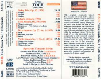 CD Ernst Toch: Violin Sonata No. 1 • Cello Sonata 292630