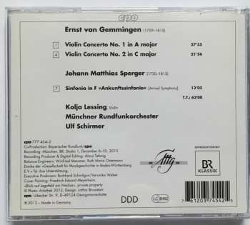 CD Ernst Von Gemmingen: Violin Concertos 1 & 2 ∙ Sinfonia In F 178800