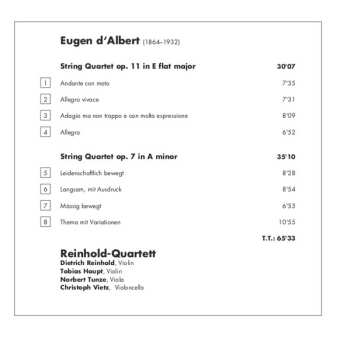 CD Eugen D'Albert: String Quartets 1 & 2 649055