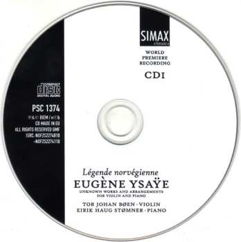 2CD Eugene Ysaye: Légende Norvégienne (Unknown Works And Arrangements For Violin And Piano) 586346