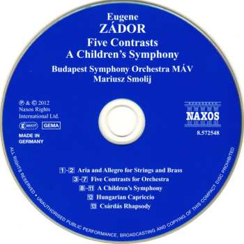 CD Eugene Zador: Five Contrasts • Children's Symphony 628156