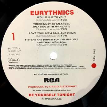 LP Eurythmics: Be Yourself Tonight 632313