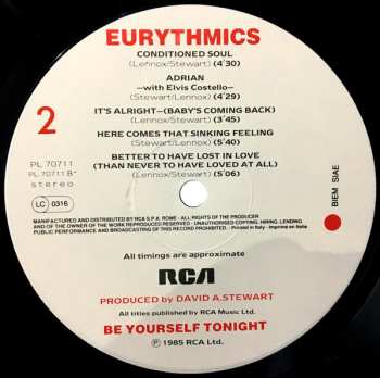 LP Eurythmics: Be Yourself Tonight 632313