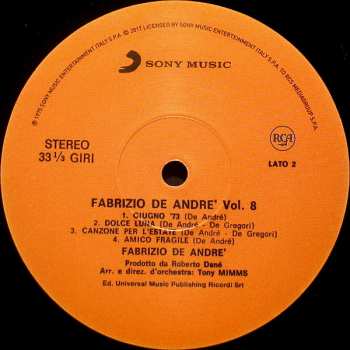 LP Fabrizio De André: Volume 8 608412