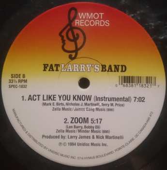 LP Fat Larry's Band: Act Like You Know / Zoom CLR 290920