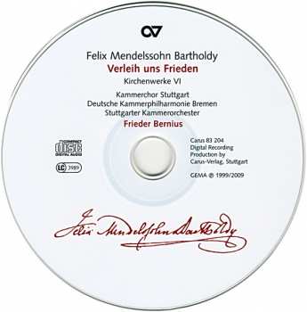 CD Deutsche Kammerphilharmonie Bremen: Verleih Uns Frieden (Kirchenwerke VI = Church Music = Œuvres Sacrées) 421331