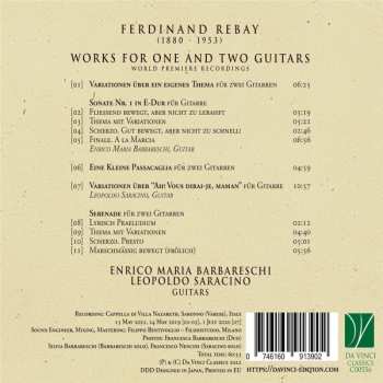 CD Ferdinand Rebay: Works For One And Two Guitars 557634