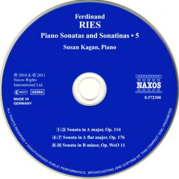 CD Ferdinand Ries: Piano Sonatas And Sonatinas • 5 605239