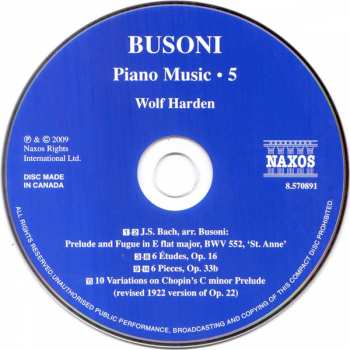 CD Ferruccio Busoni: Piano Music • 5 303158