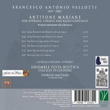 CD Francesco Antonio Vallotti: Antifone Mariane (For Soprano, Strings And Basso Continuo) 572661