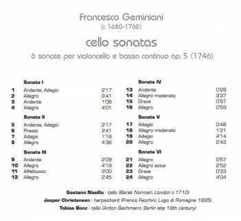 CD Francesco Geminiani: Cello Sonatas  324105