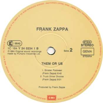 2LP Frank Zappa: Them Or Us 660821