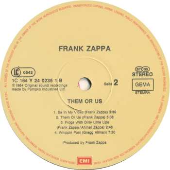 2LP Frank Zappa: Them Or Us 660821