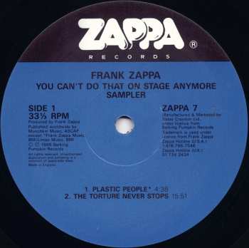 2LP Frank Zappa: You Can't Do That On Stage Anymore Sampler 669189